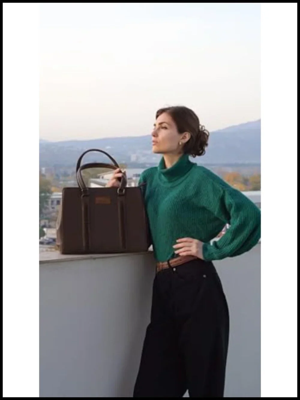 Double Compartment Whipstitch Tote Bag, Fits 13.5